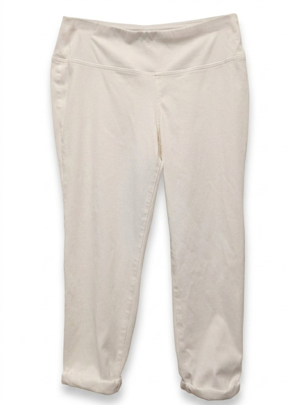 J.Jill Wearever Smooth-Fit Knit Jeans White Pull On Size L Petite Large LP
